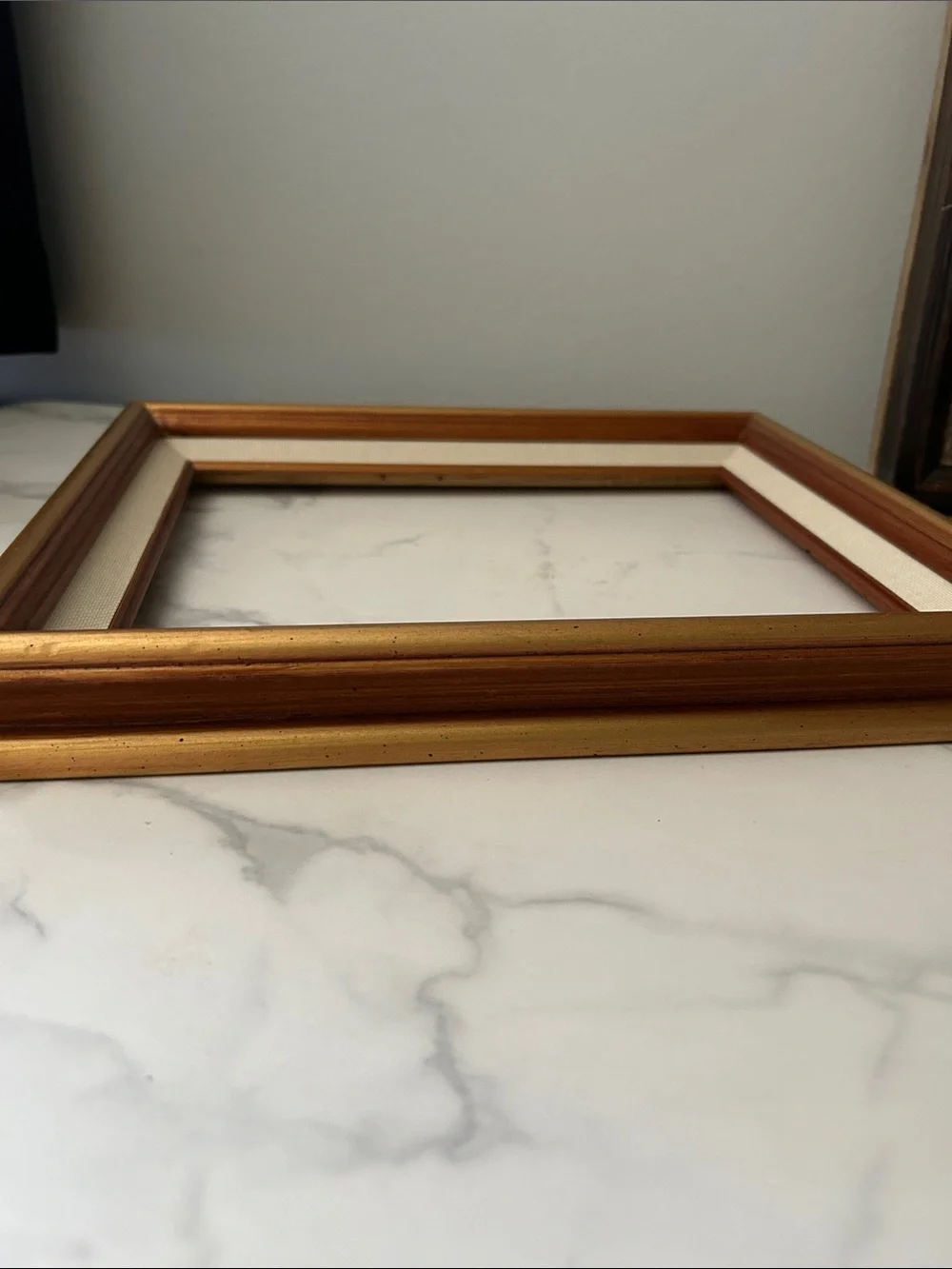 Vintage Gold and Cream Wall Mirror Frame with Copper Accents